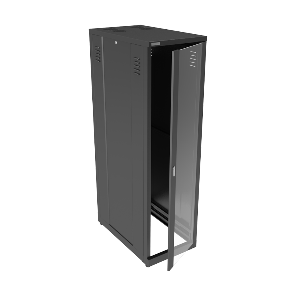 GABINETE FECHADO 44U X 660MM PRETO VIDRO | BPI.00048 | FIBRACEM