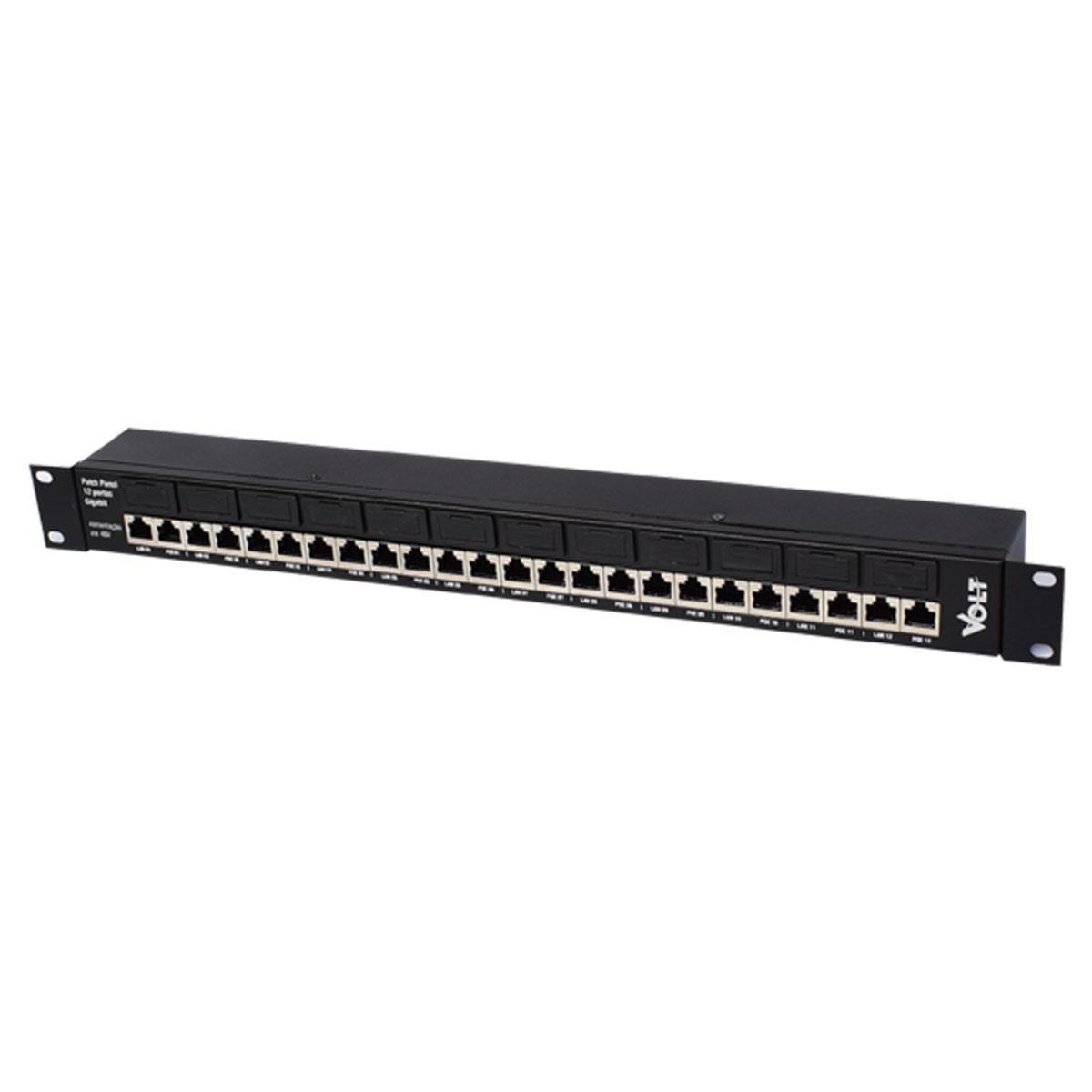 PATCH PANEL POE GIGABIT 12 PORTAS | 12.01.024 | VOLT