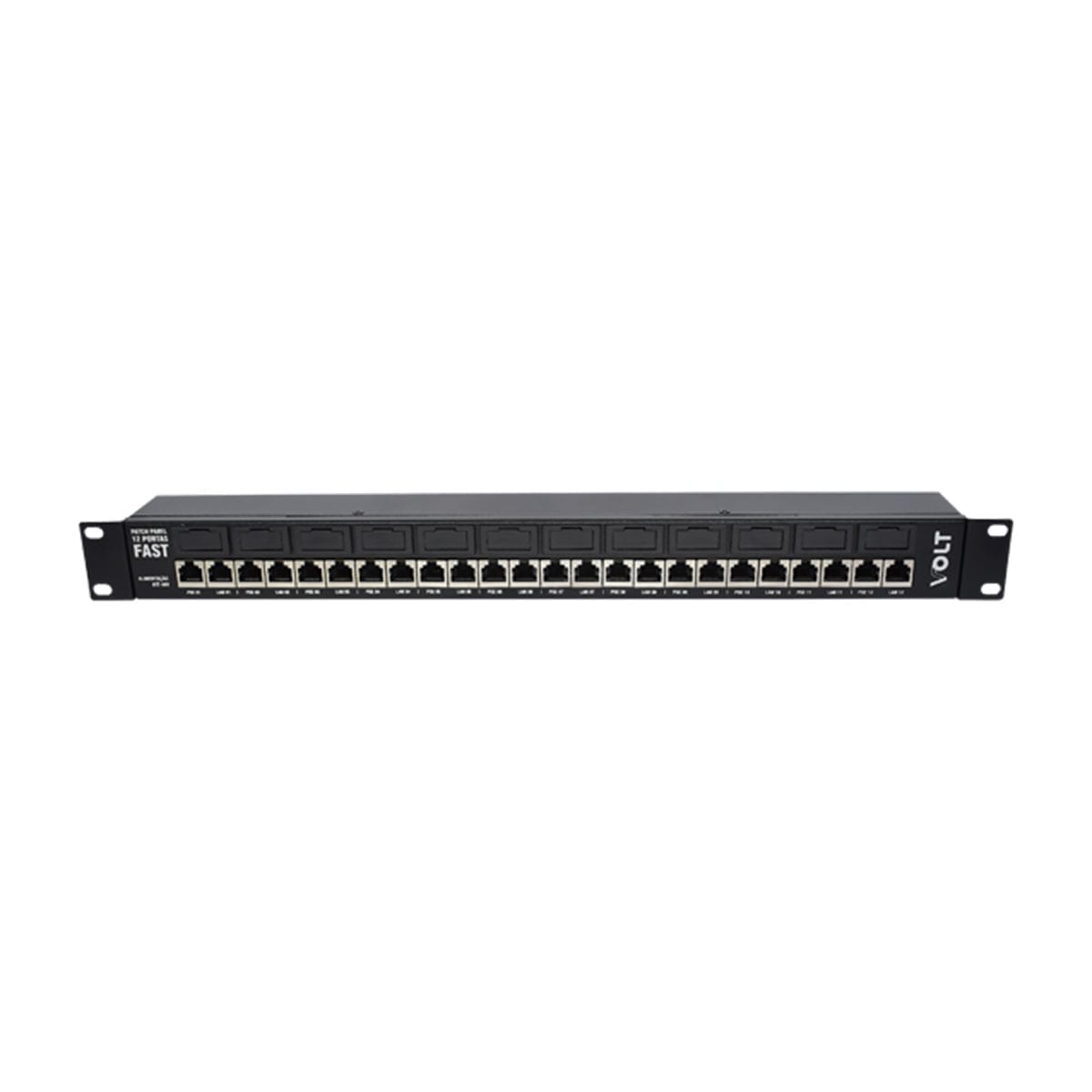 PATCH PANEL POE 12 PORTAS FAST ETHERNET | 12.01.026 | VOLT