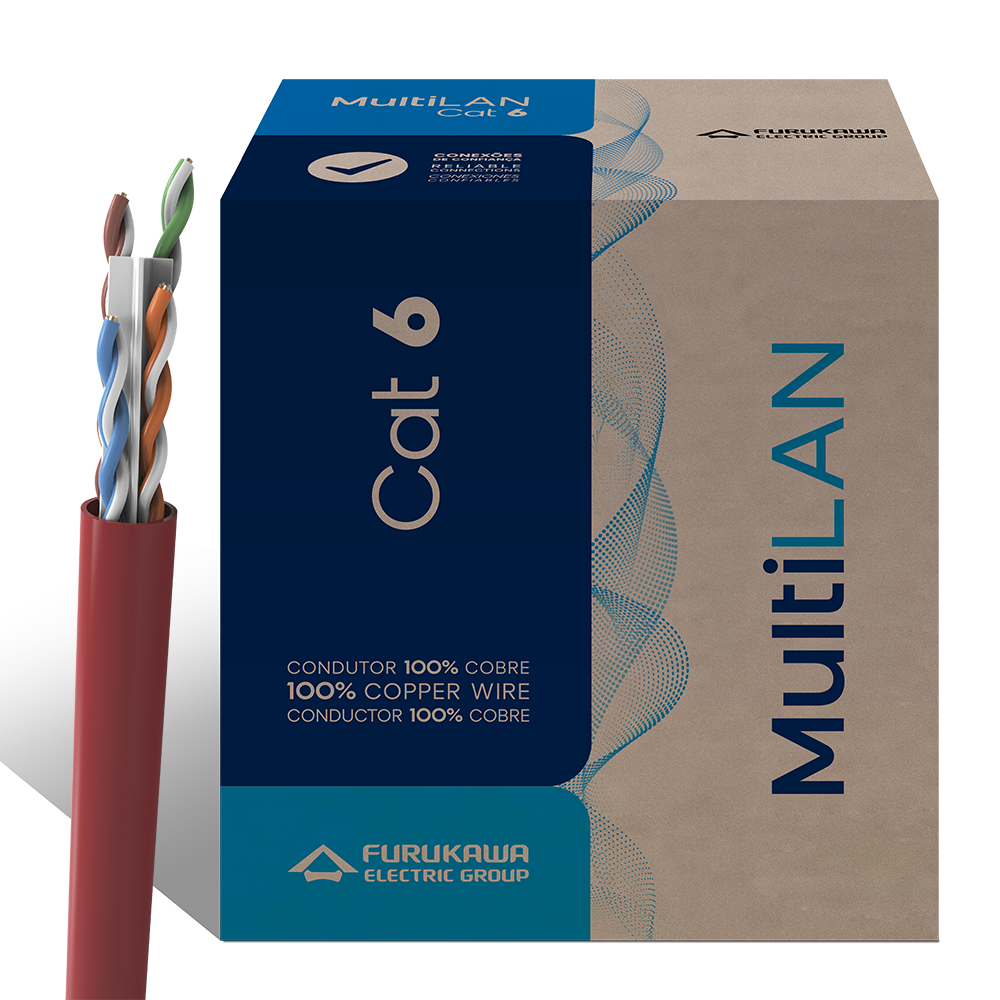 CABO MULTILAN VERMELHO CAT.6 CM U/UTP 24AWG CAIXA 305M | 23400216 | FURUKAWA