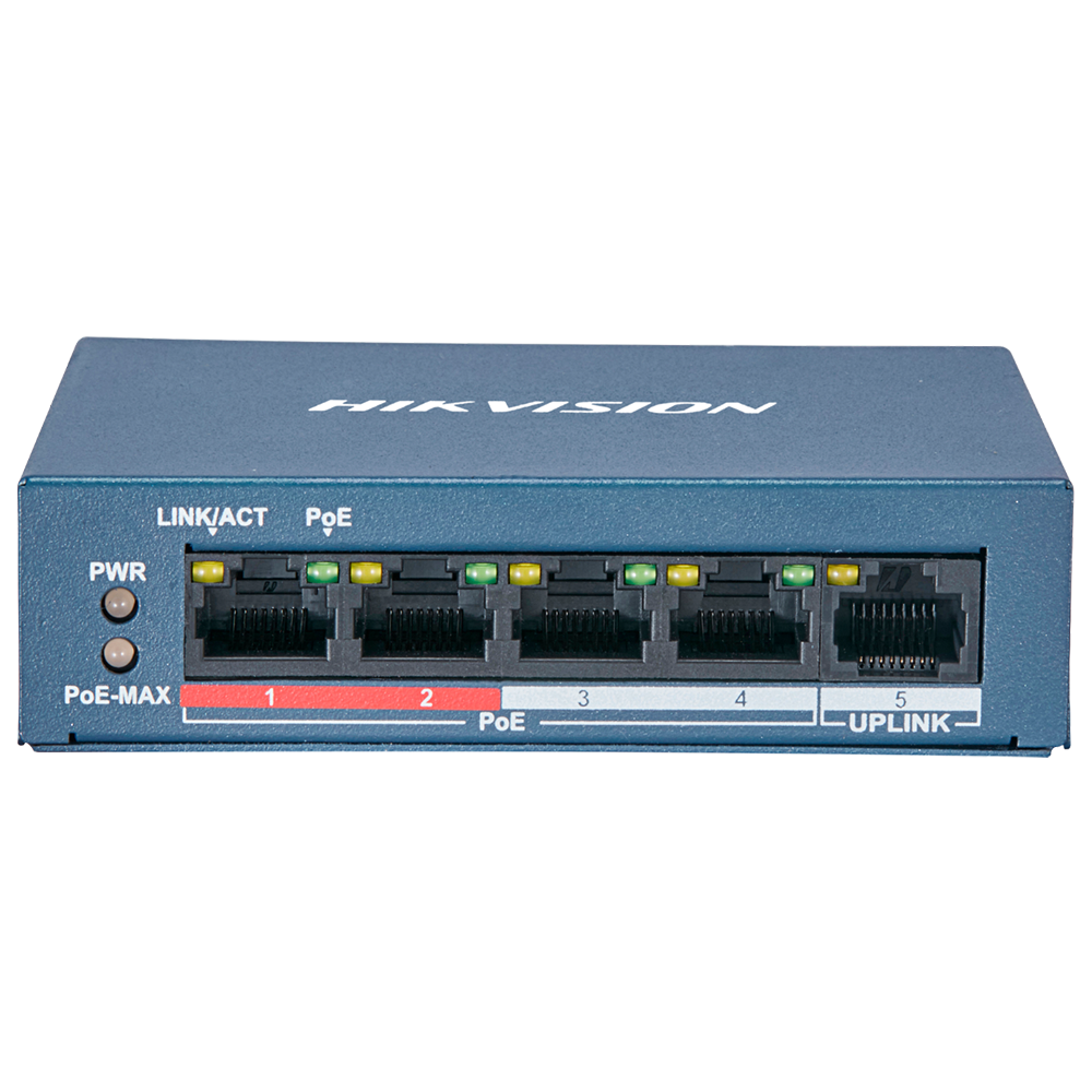 SWITCH POE 5 PORTAS 10/100 ALIM. 4P POE+ 1 UPLINK | DS-3E0105P-E/M | HIKVISION