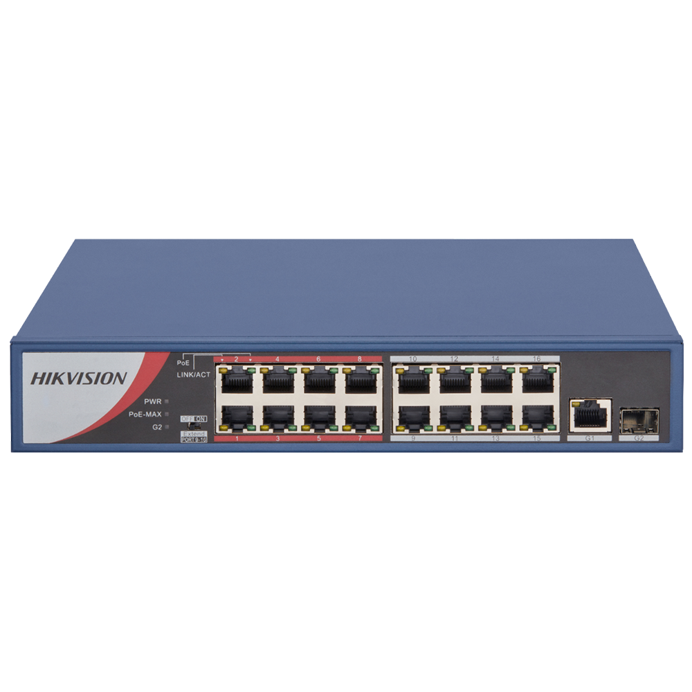 SWITCH POE 16 PORTAS 10/100 1GIGA 1SFP | DS-3E0318P-E/M(B) | HIKVISION