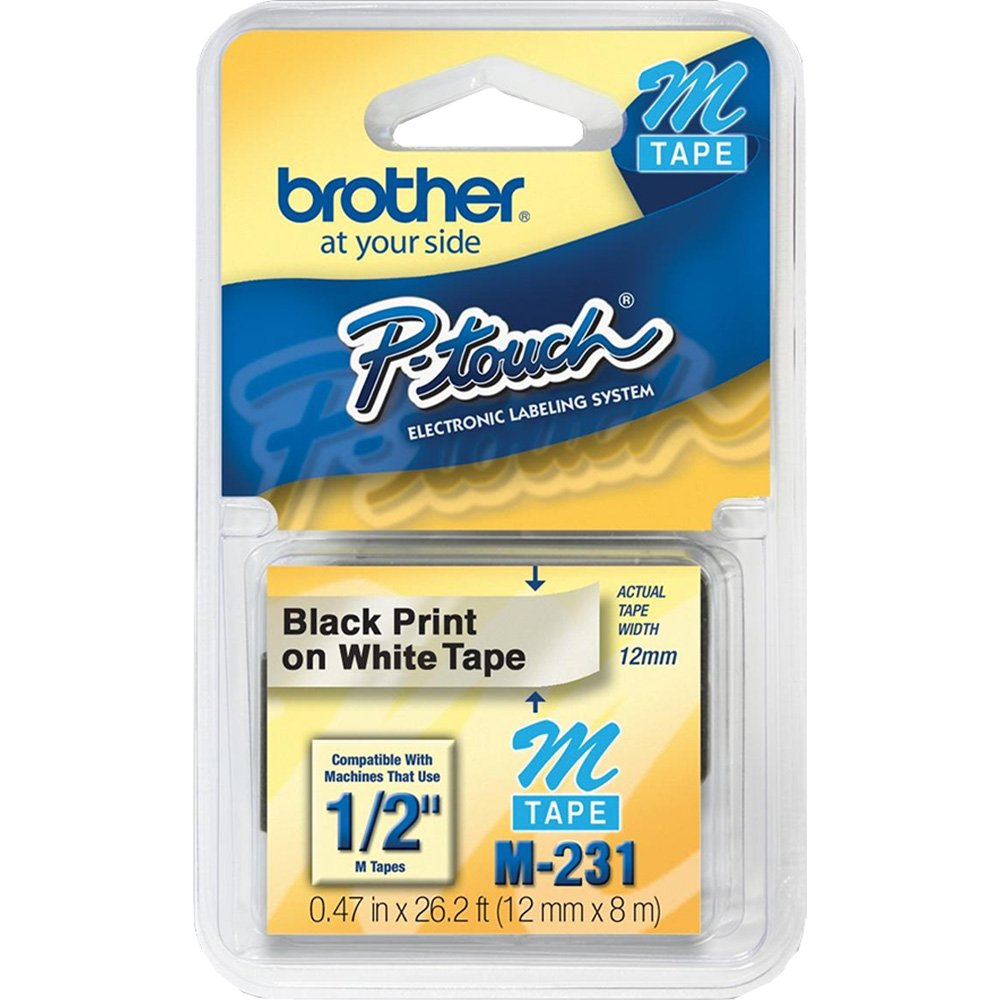 FITA 12MM PRETO SOBRE BRANCO | M-231 | BROTHER