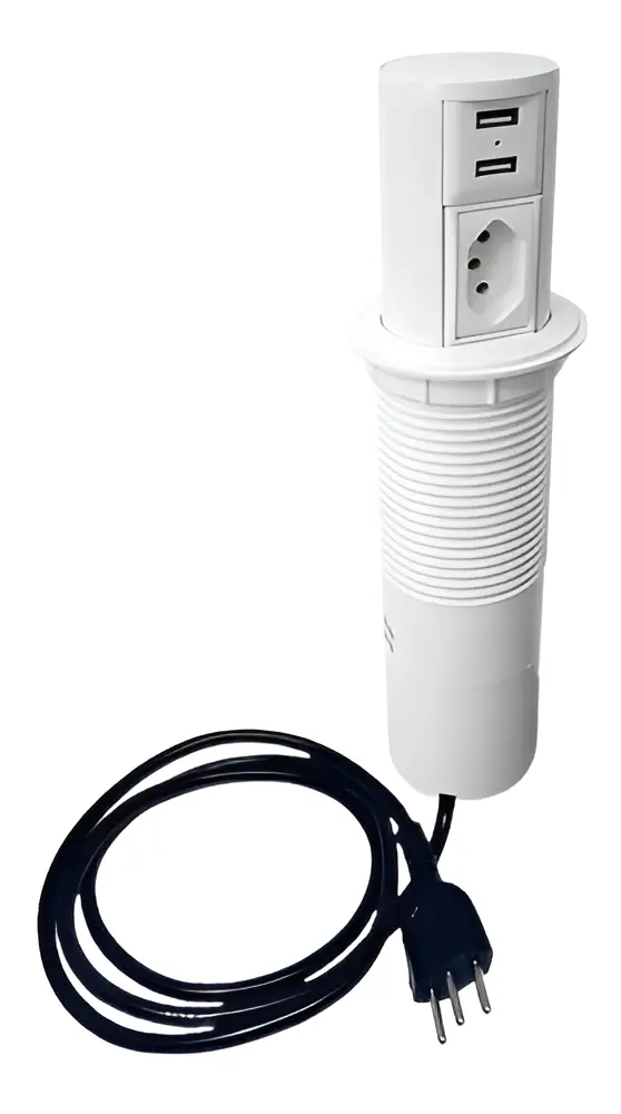 MINI TOTEM AUTOMATICO 1 TOMADA 10A + 2USB | QM 52200.02 | QTMov