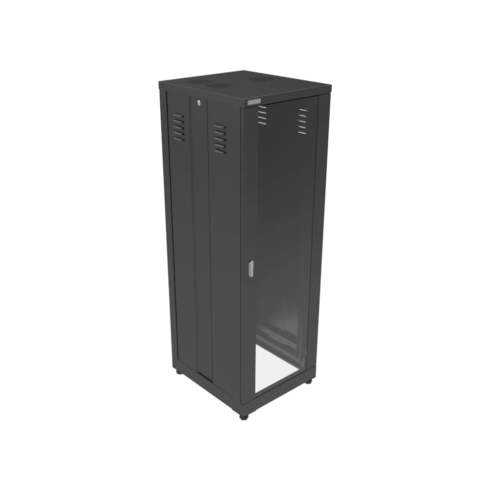 GABINETE FECHADO 24U X 1000MM PRETO VIDRO | BPI.00015 | FIBRACEM